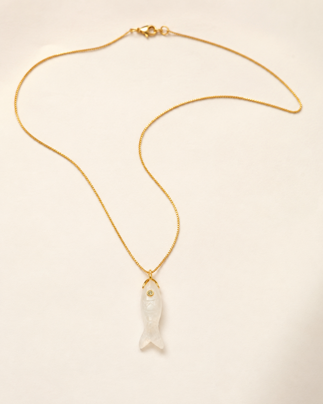 Quartz fish charm necklace