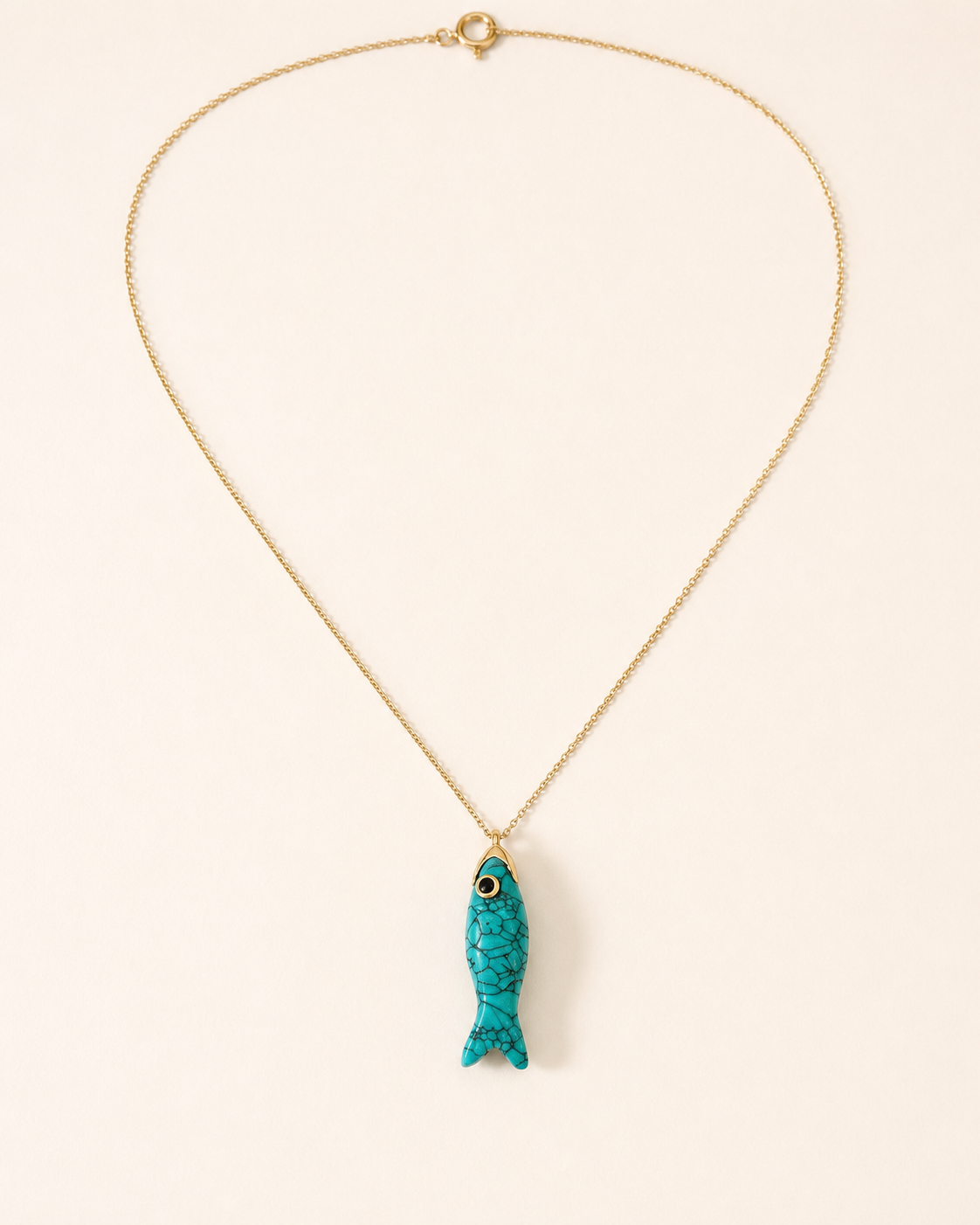 turquoise fish charm necklace