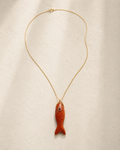 jasper fish charm necklace
